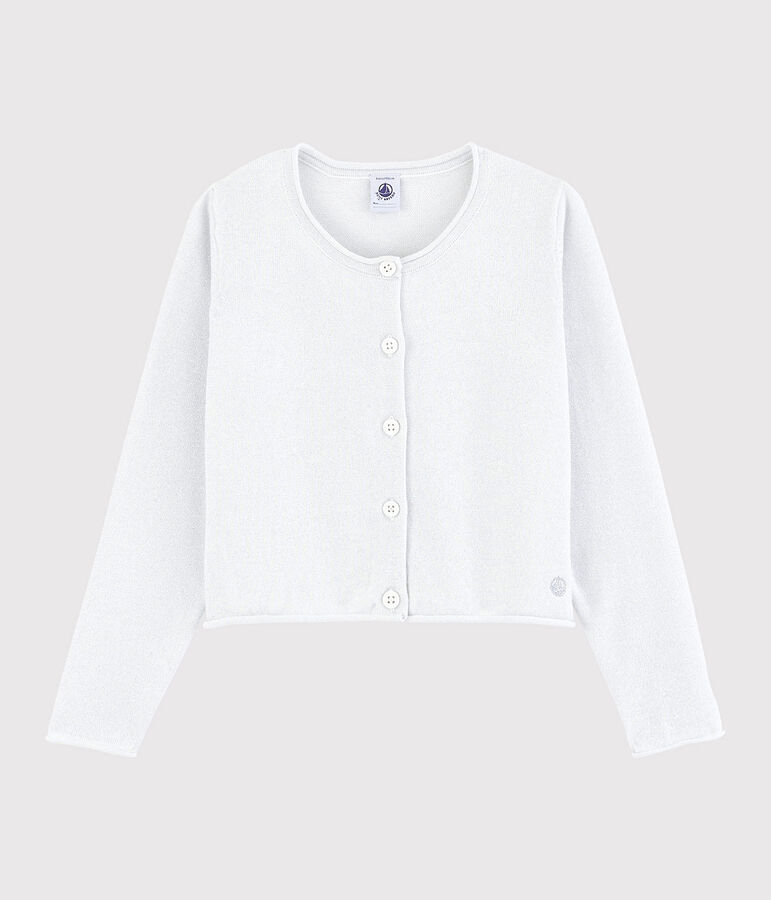 Girls' Cotton Cardigan white/grey