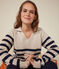 Women's wool and cotton jumper AVALANCHE white/SMOKING blue
