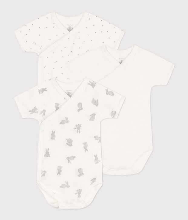 Wrapover short-sleeved rabbit themed bodysuits - Pack of 3 multicolor