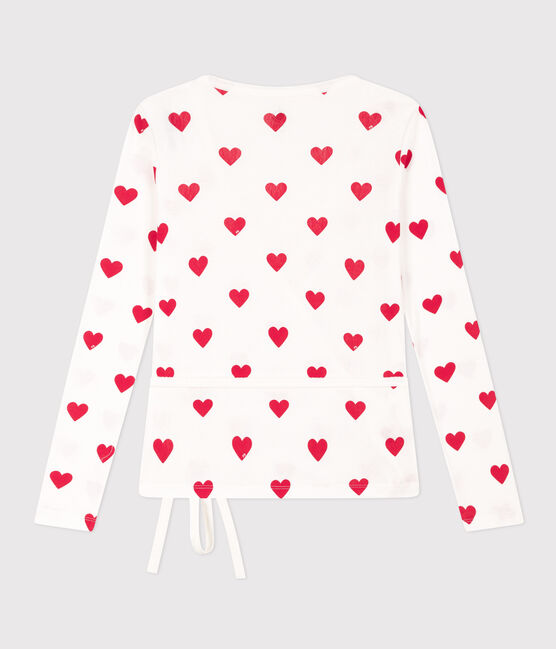 Women's Organic Cotton Wrapover Cardigan MARSHMALLOW white/TERKUIT red
