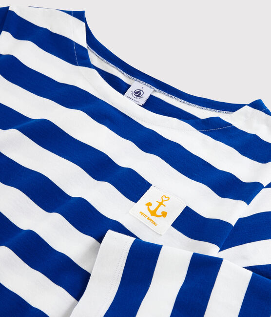 Women's Long-Sleeved Stripy Dress SURF blue/MARSHMALLOW white
