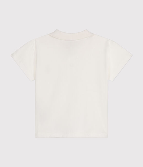 Babies' Short-Sleeved Cotton Polo Shirt MARSHMALLOW white