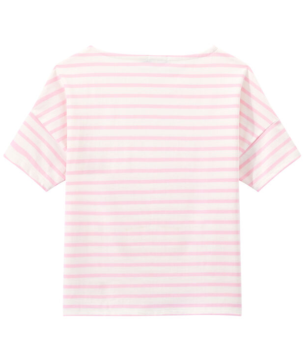 Women's jersey short-sleeve sailor top white/pink
