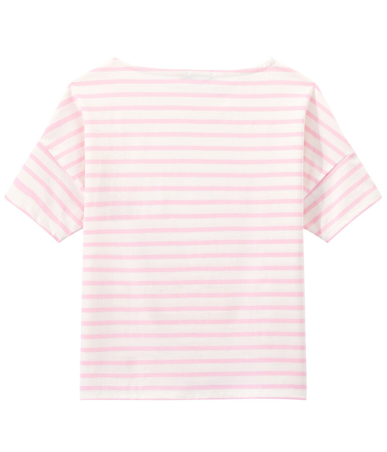 Women's jersey short-sleeve sailor top white/pink