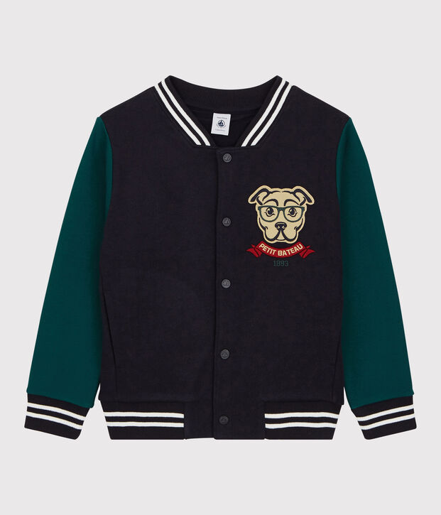 Boys' Fleece Baseball Jacket blue/green