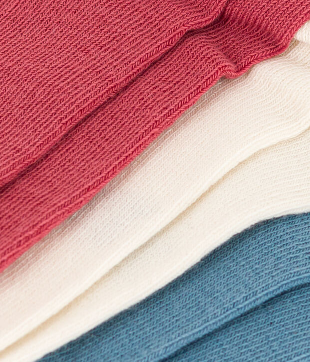 Children's Cotton Jersey Plain Socks - 3-Pack multicolor