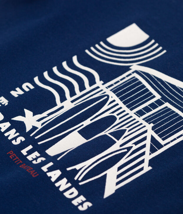 Children's short-sleeved printed cotton T-shirt blue