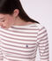 Women's admiral collar stripy cotton T-shirt with long sleeves white/red