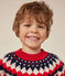 Boys' wool and cotton jacquard jumper STOP red/MULTICO