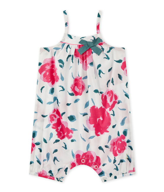 Baby girl's romper with straps MARSHMALLOW white/MULTICO white
