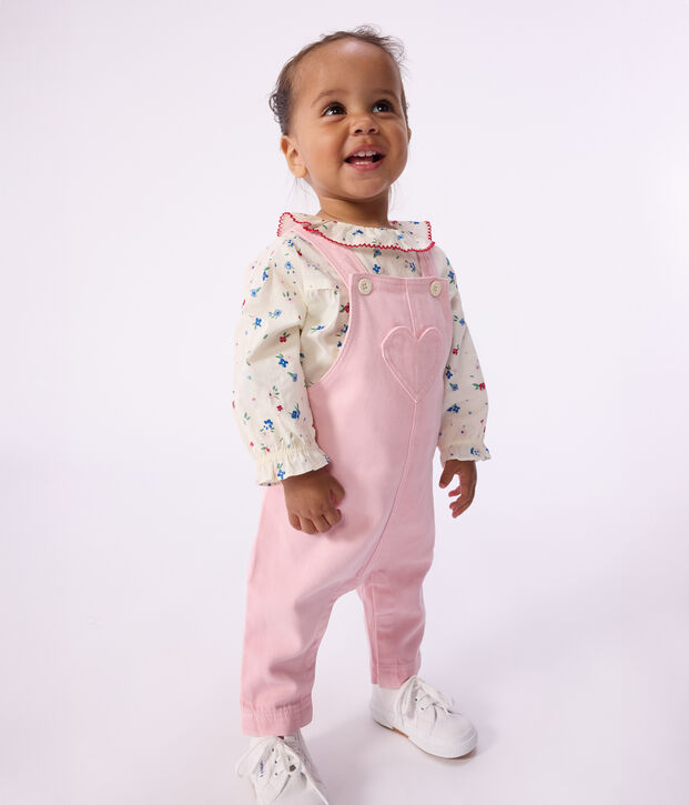 Babies' long-leg dungarees in plain cotton MARQUISE