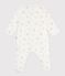 Babies' floral cotton pyjama suit with a collar MARSHMALLOW white/MULTICO white