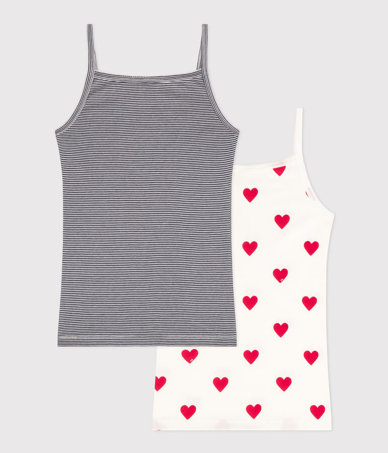 Women's Heart and Stripe Cotton Strappy Vests - 2-Pack multicolor