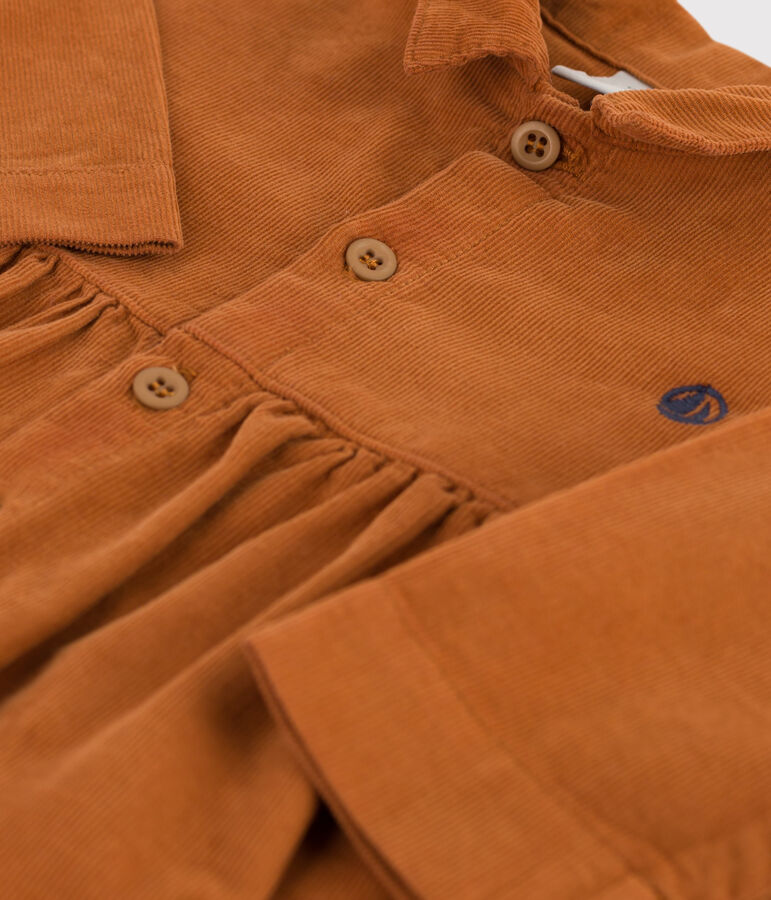 Babies' Long-Sleeved Fine Velour Dress brown