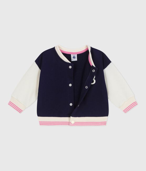 Babies' varsity-style cotton jacket SOIR blue/MILK