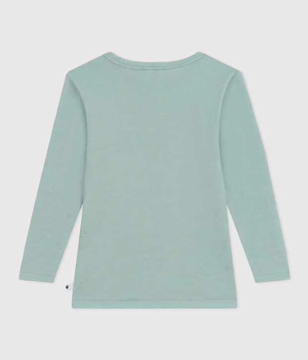 Children's Unisex Long-Sleeved Wool and Cotton T-Shirt green