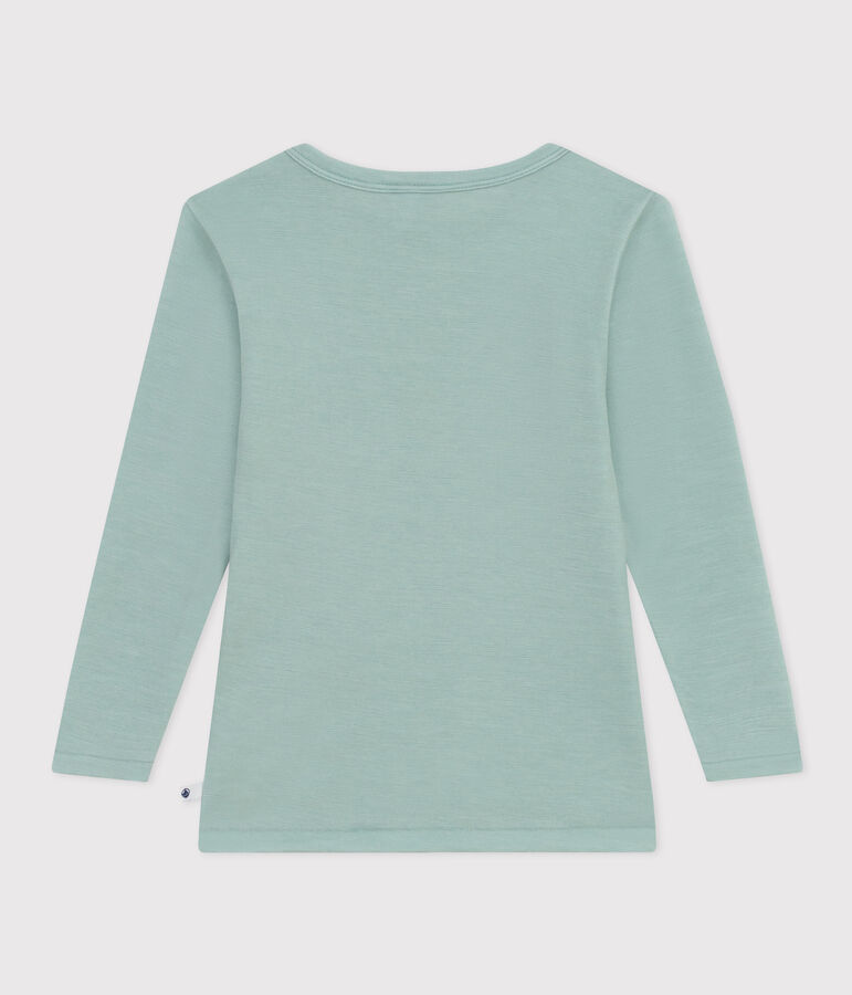 Children's Unisex Long-Sleeved Wool and Cotton T-Shirt green
