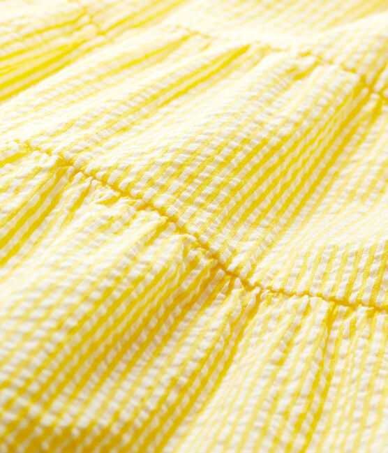 Baby Girls' Short-Sleeved Stripy Seersucker Dress SHINE yellow/MARSHMALLOW white