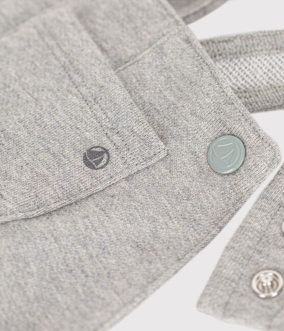 Babies' long fleece dungarees CHATON CHINE grey