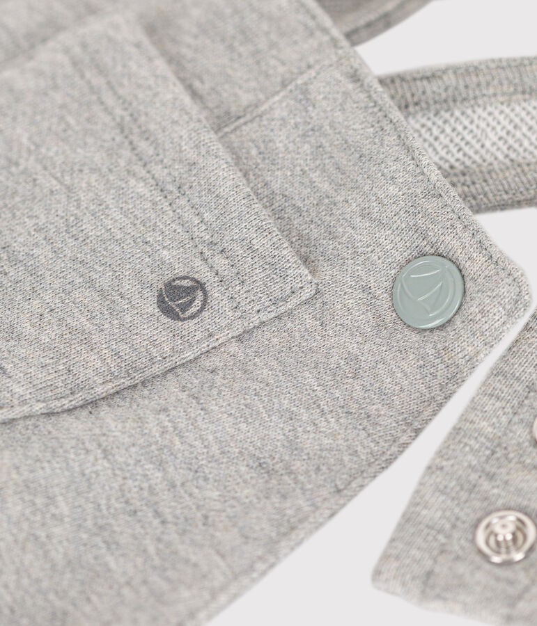 Babies' long fleece dungarees grey