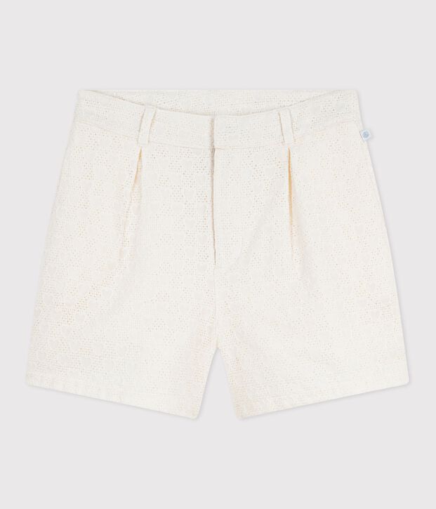 Children's cotton shorts with a heart motif white