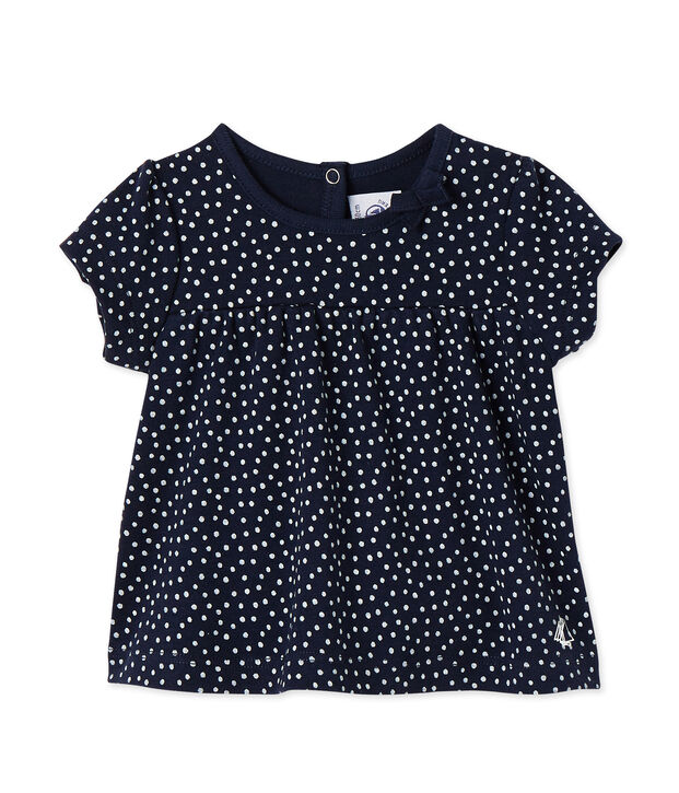 Baby girls' printed tee blue/white