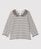 Babies' Cotton Blouse MARSHMALLOW white/SMOKING blue