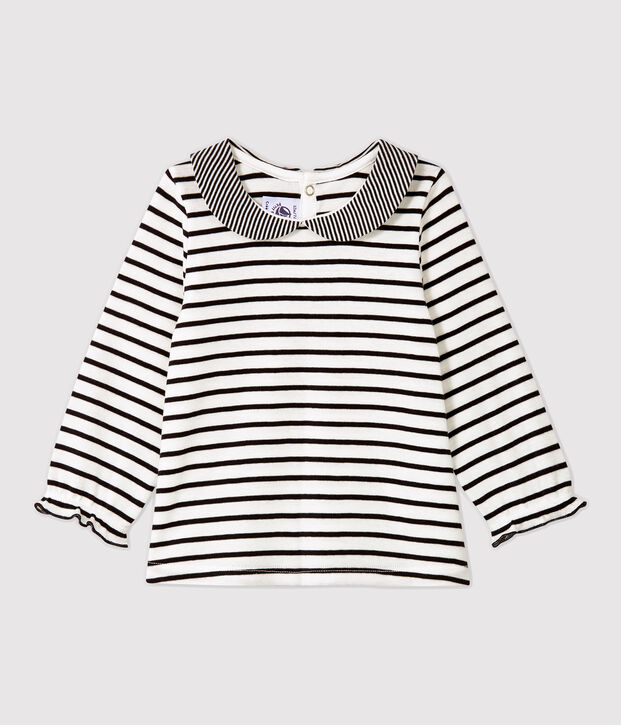 Babies' Cotton Blouse white/blue