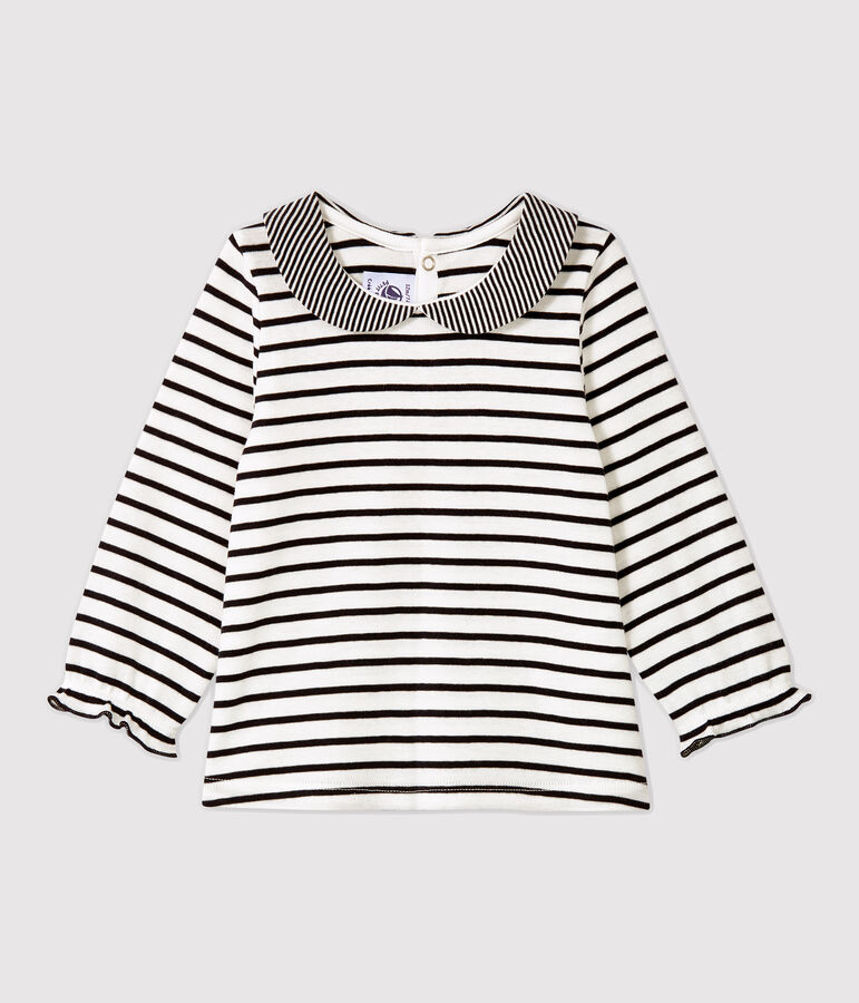 Babies' Cotton Blouse white/blue