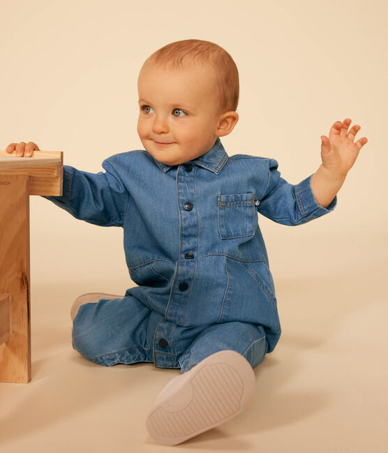 Babies' Long Denim Jumpsuit DENIM CLAIR blue