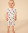 Babies' Short Cotton Playsuit MARSHMALLOW white/MULTICO white