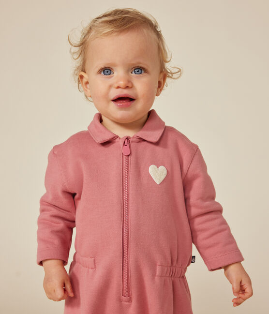 Babies' fleece jumpsuit ROSEWOOD pink