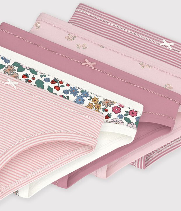 Pack of children's flower-patterned cotton pants multicolor