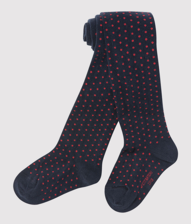 Girl's polka dot tights blue/red