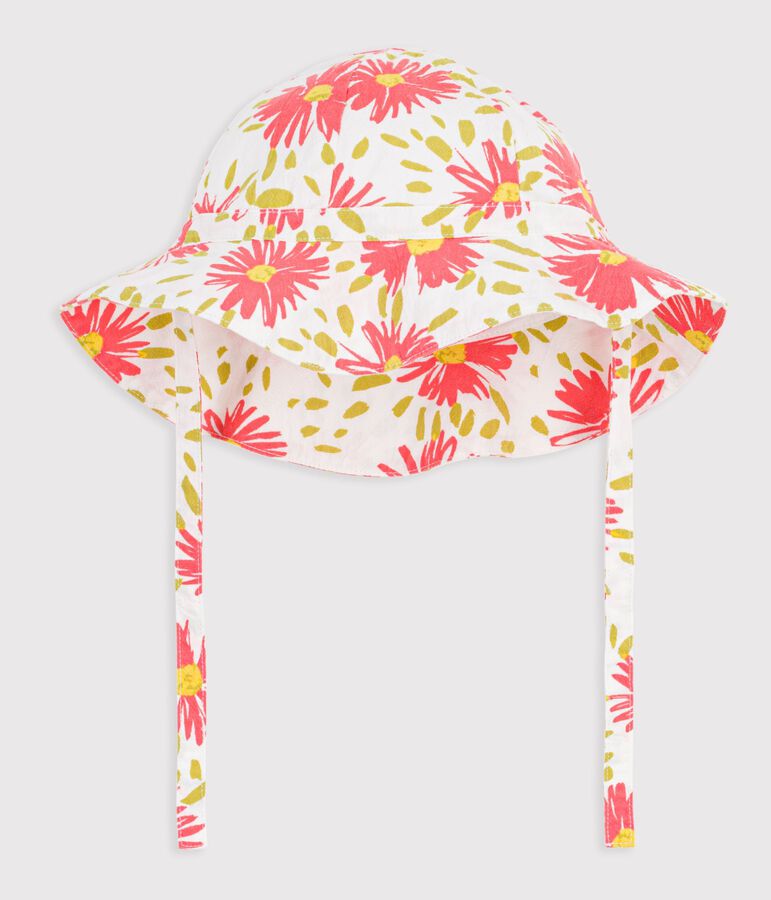 Baby girls' floral print cr&ecirc;pe floppy hat white/multicolor