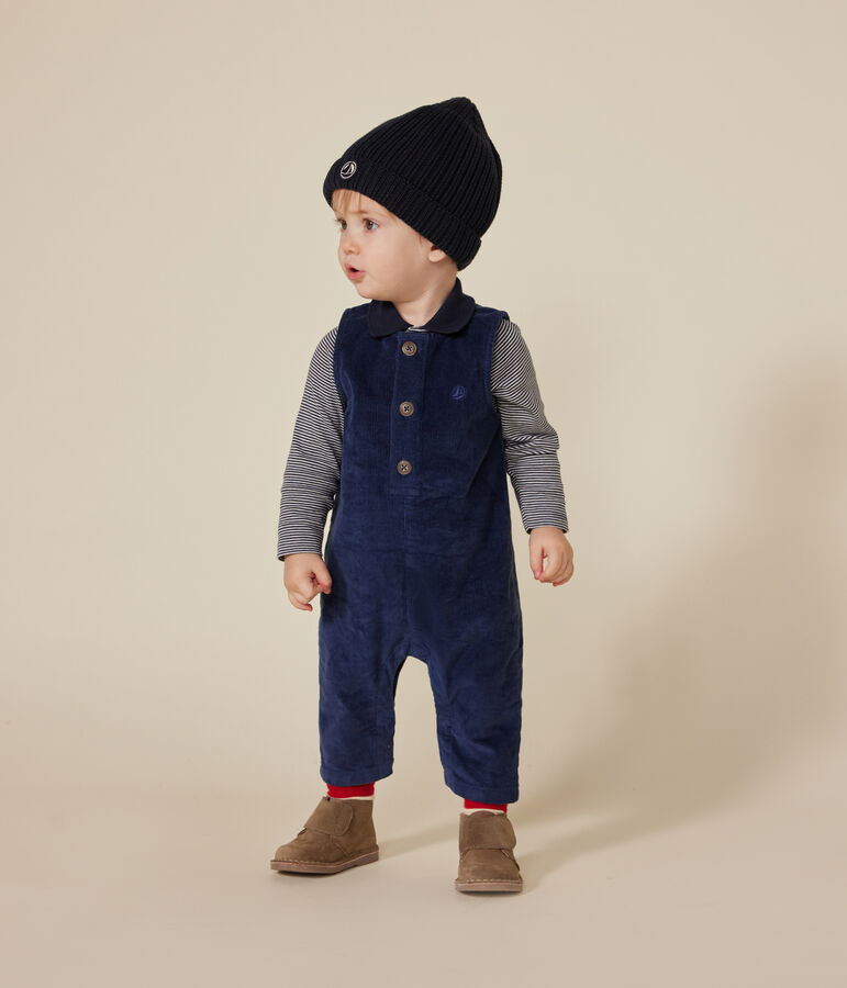 Babies' velour jumpsuit blue