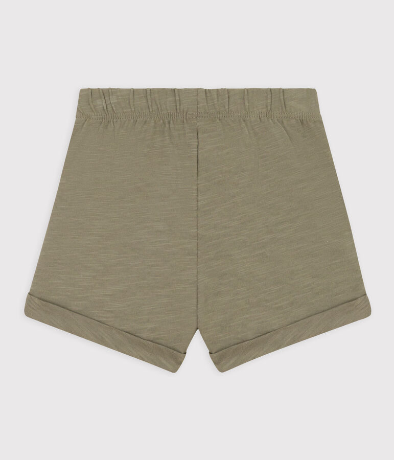 Babies' Plain Slub Jersey Shorts MARECAGE green