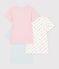 Pack of children's short-sleeved cotton T-shirts with hearts multicolor