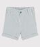 Babies' Striped Seersucker Shorts BRUT blue/MARSHMALLOW white