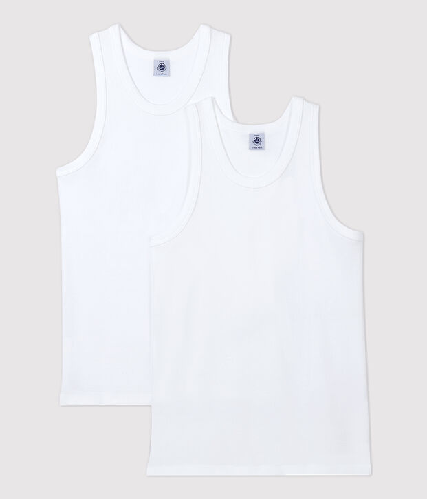 Boys' White Organic Cotton Vests - 2-Pack multicolor