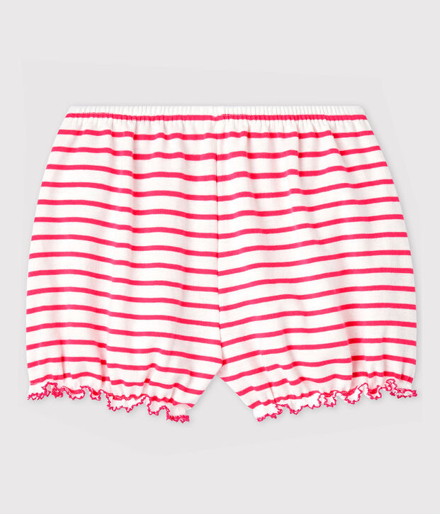 Baby Girls' Stripy Cotton Bloomers white/pink