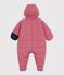 Babies' plain polyester snowsuit pink