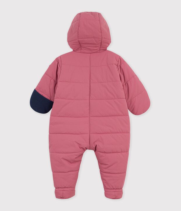 Babies' plain polyester snowsuit pink