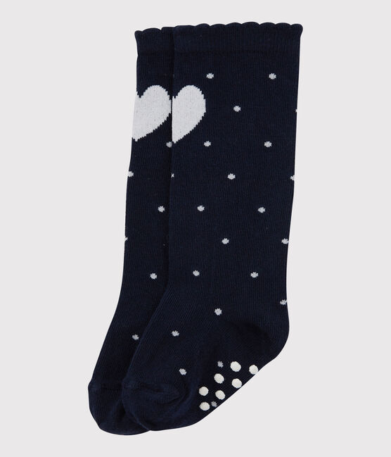 Baby Girls' Long Socks SMOKING blue/MARSHMALLOW white