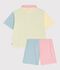 Women's striped cotton button-front pyjama shorts white/multicolor