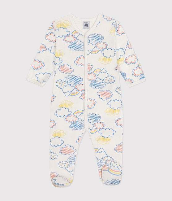 Babies' Cotton Rainbow Print Pyjamas MARSHMALLOW white/MULTICO white