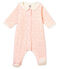 Baby girl's Bodyjama in print cotton velour MARSHMALLOW white/JOLI pink