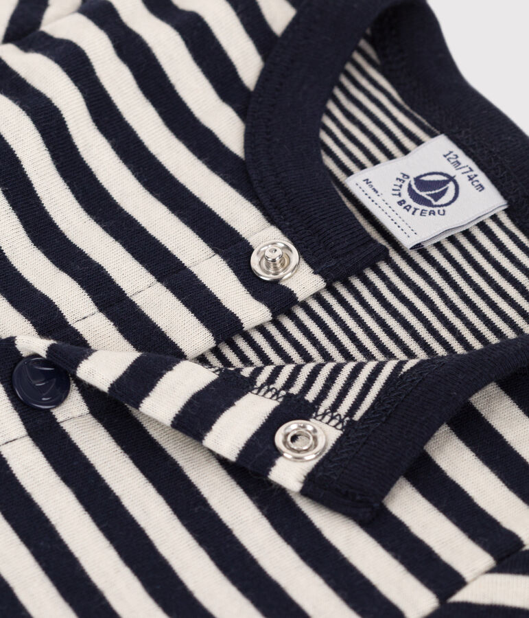 Babies' Stripy Tube Knit Cardigan SMOKING blue/AVALANCHE
