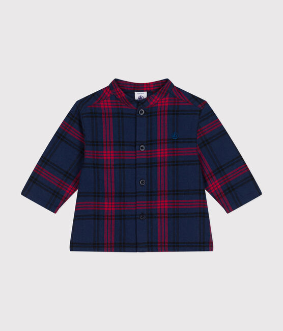 Babies' checked flannel shirt SMOKING blue/MULTICO white