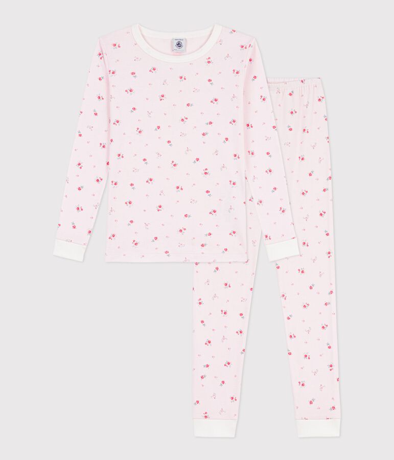 Children's very snug fitting floral print cotton pyjamas BARELY pink/MULTICO
